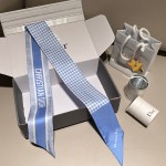 𝐃𝐢𝐨𝐫 ·"Houndstooth Square Scarf" Blue 100% Silk