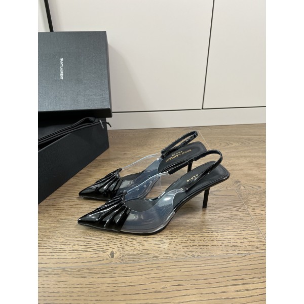 𝙎𝙖𝙞𝙣𝙩 𝙇𝙖𝙪𝙧𝙚𝙣𝙩 | 𝟐𝟎𝟐𝟐/𝐒𝐒 𝐧𝐞𝐰 YSL｜Runway models Saint Laurent high heels pvc film with patent leather pleated design