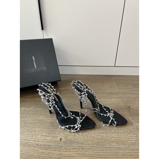 𝙎𝙖𝙞𝙣𝙩 𝙇𝙖𝙪𝙧𝙚𝙣𝙩 | 𝟐𝟎𝟐𝟐/𝐒𝐒 𝐧𝐞𝐰 YSL｜Saint Laurent new metal chain high heels luxury metal rhinestone buckle