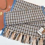 Loro piano houndstooth cashmere scarf denim blue