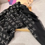 𝐋𝐨𝐮𝐢𝐬 𝐯𝐮𝐢𝐭𝐭𝐨𝐧 "MORE MONOGRAM Nailed Shawl" black silver silk wool material