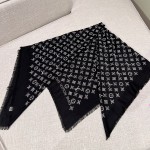𝐋𝐨𝐮𝐢𝐬 𝐯𝐮𝐢𝐭𝐭𝐨𝐧 "MORE MONOGRAM Nailed Shawl" black silver silk wool material