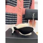 𝙎𝙖𝙞𝙣𝙩 𝙇𝙖𝙪𝙧𝙚𝙣𝙩 | 𝟐𝟎𝟐𝟐/𝐒𝐒 𝐧𝐞𝐰 YSL｜23ss early spring mink fur one high heel slippers
