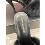 𝙎𝙖𝙞𝙣𝙩 𝙇𝙖𝙪𝙧𝙚𝙣𝙩 | 𝟐𝟎𝟐𝟐/𝐒𝐒 𝐧𝐞𝐰 YSL｜23ss early spring mink fur one high heel slippers