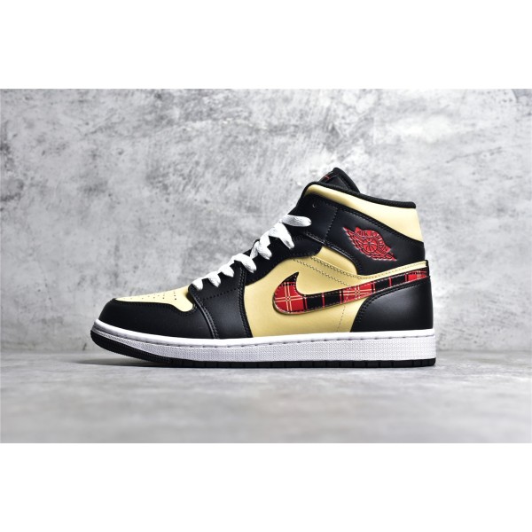 Air Jordan 1 MiD Zwart en rood geruit