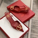 【Valentino】Valentino highest version of kitten heel sandals custom original top calfskin