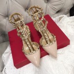 【Valentino】Valentino Valentino top version apricot patent leather 3 straps 6.5cm high heels