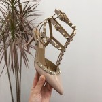 【Valentino】Valentino Valentino top version apricot patent leather 3 straps 6.5cm high heels