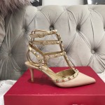 【Valentino】Valentino Valentino top version apricot patent leather 3 straps 6.5cm high heels