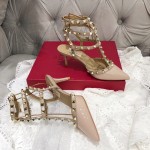 【Valentino】Valentino Valentino top version apricot patent leather 3 straps 6.5cm high heels