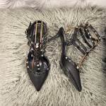 【Valentino】Valentino Valentino top version all black patent leather 3 straps 6.5cm high heels