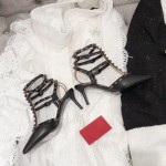 【Valentino】Valentino Valentino top version all black patent leather 3 straps 6.5cm high heels