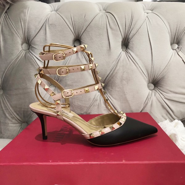 【Valentino】Valentino Valentino top version matte black 3 straps 6.5cm high heels