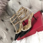 【Valentino】Valentino Valentino top version black patent leather 3 strap 6.5cm high heels
