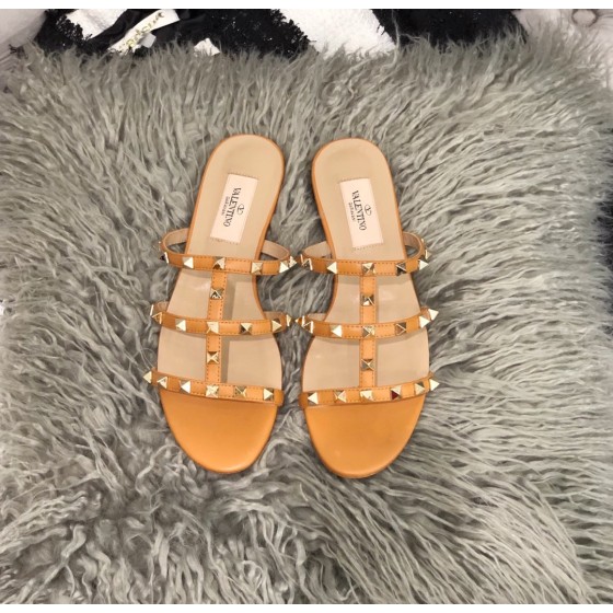 【Valentino】Valentino top version matte orange 3 strap flat slippers