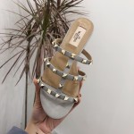 【Valentino】Valentino Top Edition Matte Grey 3 Strap Flat Slippers