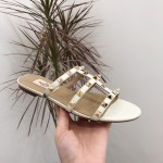 【Valentino】Valentino top version matte white 3 strap flat slippers