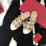 【Valentino】Valentino top version matte white 3 strap flat slippers