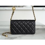 𝗖𝗛𝗔𝗡𝗘𝗟✦𝟮𝟯𝗖 Metal Ball Phone Bag Black