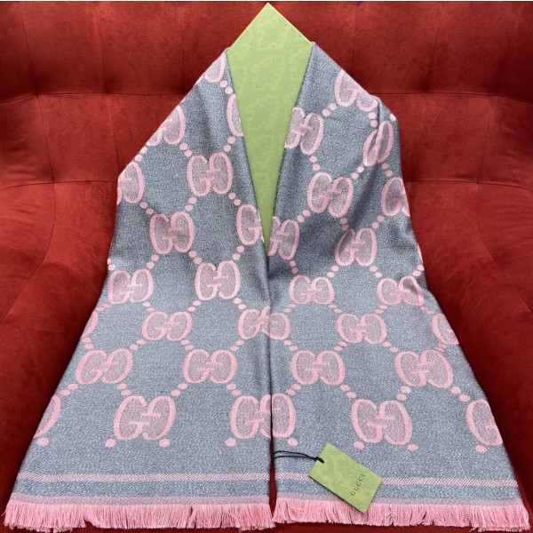 GUCCI Wool jacquard scarf 96% wool 2% polyamide 2% metal fiber