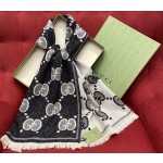 GUCCI Wool jacquard scarf 96% wool 2% polyamide 2% metal fiber