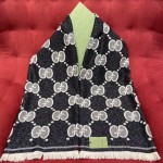 GUCCI Wool jacquard scarf 96% wool 2% polyamide 2% metal fiber