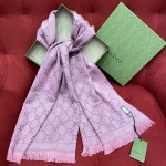 GUCCI Double-sided three-dimensional jacquard scarf 100% wool