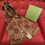 GUCCI Double-sided three-dimensional jacquard scarf 100% wool