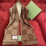 GUCCI Double-sided three-dimensional jacquard scarf 100% wool