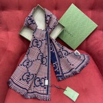 GUCCI Double-sided three-dimensional jacquard scarf 100% wool