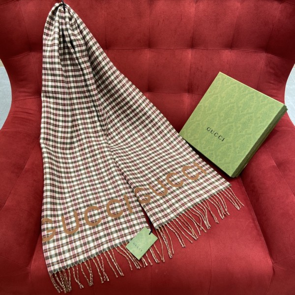 GUCCI Double-sided wool scarf 83% wool ➕ 17% cashmere