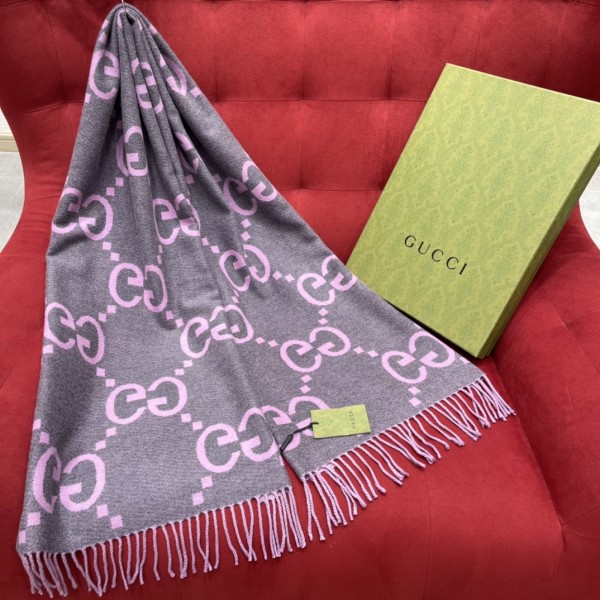 GUCCI Double-sided big 𝐆 tassel scarf 100% cashmere