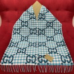 GUCCI Plaid two-color tassel scarf 95% wool ➕ 5% nylon