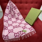 GUCCI Plaid two-color tassel scarf 95% wool ➕ 5% nylon