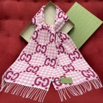 GUCCI Plaid two-color tassel scarf 95% wool ➕ 5% nylon