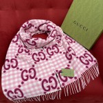 GUCCI Plaid two-color tassel scarf 95% wool ➕ 5% nylon