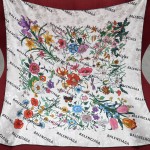 𝐆𝐔𝐂𝐂𝐈 𝐗 𝐁𝐀𝐋𝐄𝐍𝐂𝐈𝐀𝐆𝐀 joint model Balenciaga twill twill with floral pattern on ivory white background 100% mulberry silk