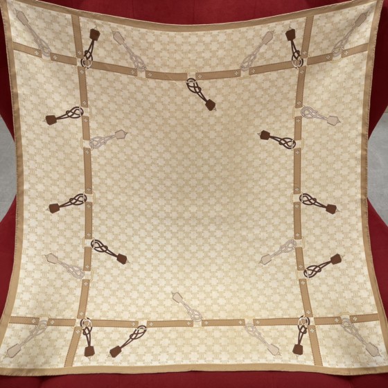 𝐂𝐞𝐥𝐢𝐧𝐞 Retro-style Arc de Triomphe element scarf 100% silk