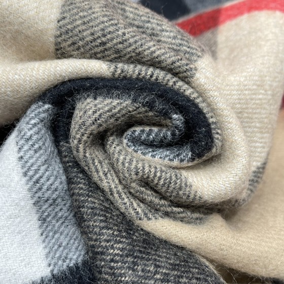 Burberry Reversible Check Fringed Cashmere Scarf 100% Cashmere