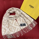 𝐅𝐞𝐧𝐝𝐢 Double-sided Cashmere Scarf with Big Tassel and Big Logo 100% Cashmere