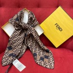 𝐅𝐞𝐧𝐝𝐢 Sand-washed twill silk three-dimensional jacquard square scarf 100% three-dimensional twill silk