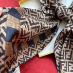 𝐅𝐞𝐧𝐝𝐢 Sand-washed twill silk three-dimensional jacquard square scarf 100% three-dimensional twill silk