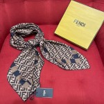 𝐅𝐞𝐧𝐝𝐢 Sand-washed twill silk three-dimensional jacquard square scarf 100% three-dimensional twill silk