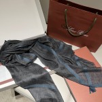 𝐋𝐨𝐫𝐨 𝐩𝐢𝐚𝐧𝐚 Ring Fleece Scarf "Forest" Charcoal Gray Blue 100% Cashmere