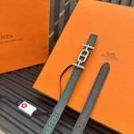 Reversible belt in Hermes Swift and perforated Epsom calfskin