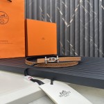 Reversible belt in Hermes Swift and perforated Epsom calfskin