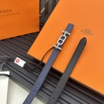 Reversible belt in Hermes Swift and perforated Epsom calfskin