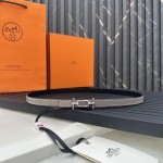 Reversible belt in Hermes Swift and perforated Epsom calfskin