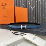Reversible belt in Hermes Swift and perforated Epsom calfskin