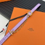 Reversible belt in Hermes Swift and perforated Epsom calfskin